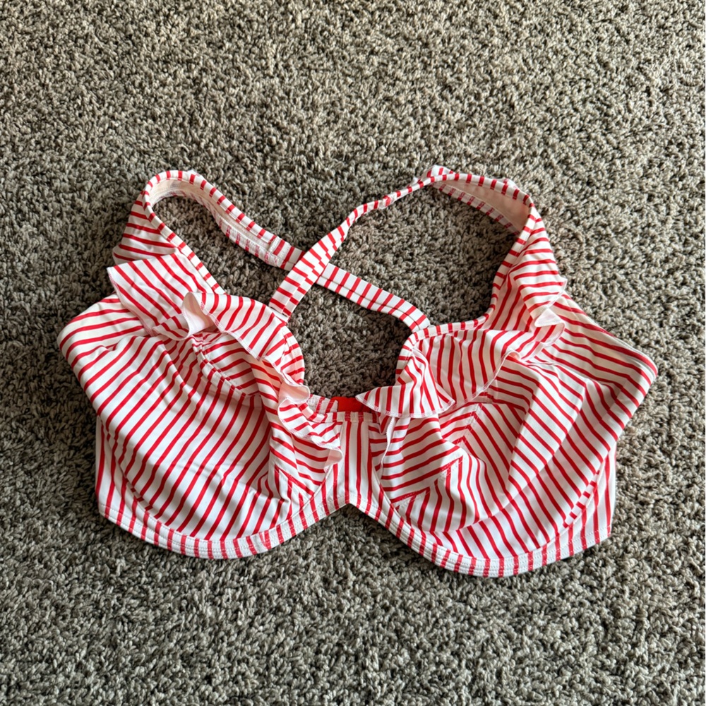 Freya Red and White Striped Bikini Top